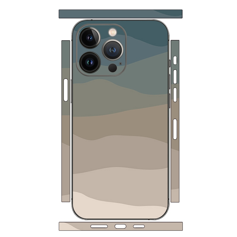 For iPhone 13 Pro Max Geometric Style All-inclusive PET Phone Decal Adhesive Sticker(Mountains) - Shopkiz.com