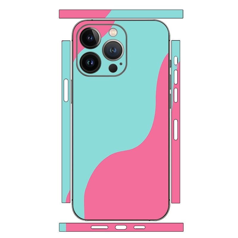For iPhone 15 Pro Geometric Style All-inclusive PET Phone Decal Adhesive Sticker(Cyan-blue) - Shopkiz.com