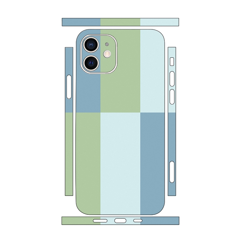 For iPhone 12 Color Matching All-inclusive PET Phone Decal Adhesive Sticker(Green Blue) - Shopkiz.com