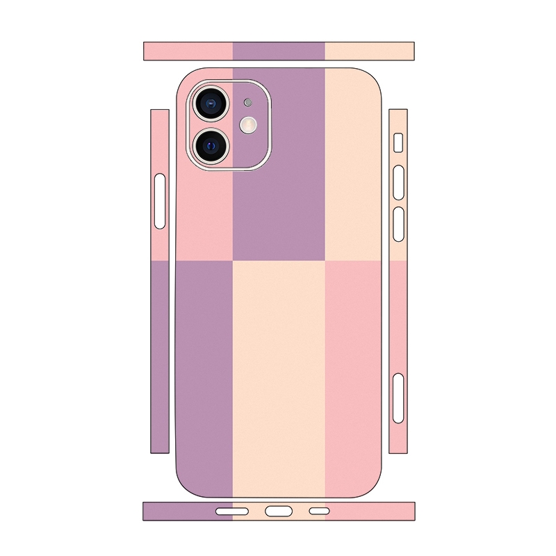 For iPhone 12 mini Color Matching All-inclusive PET Phone Decal Adhesive Sticker(Purple Pink) - Shopkiz.com