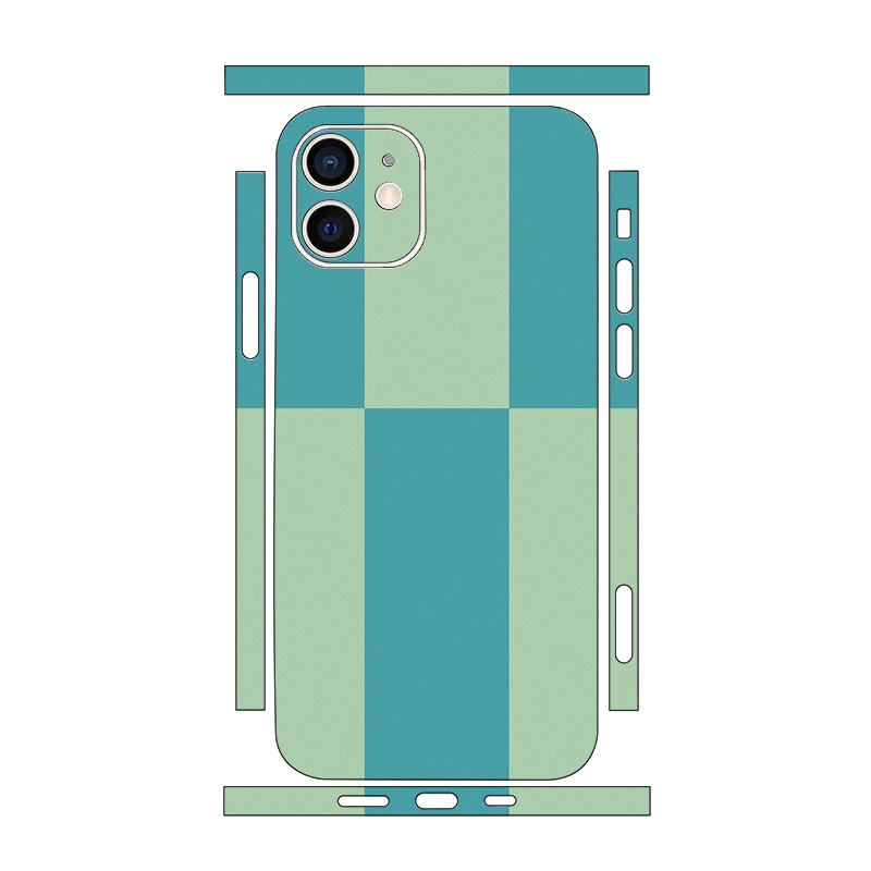 For iPhone 12 mini Color Matching All-inclusive PET Phone Decal Adhesive Sticker(Green Cyan) - Shopkiz.com