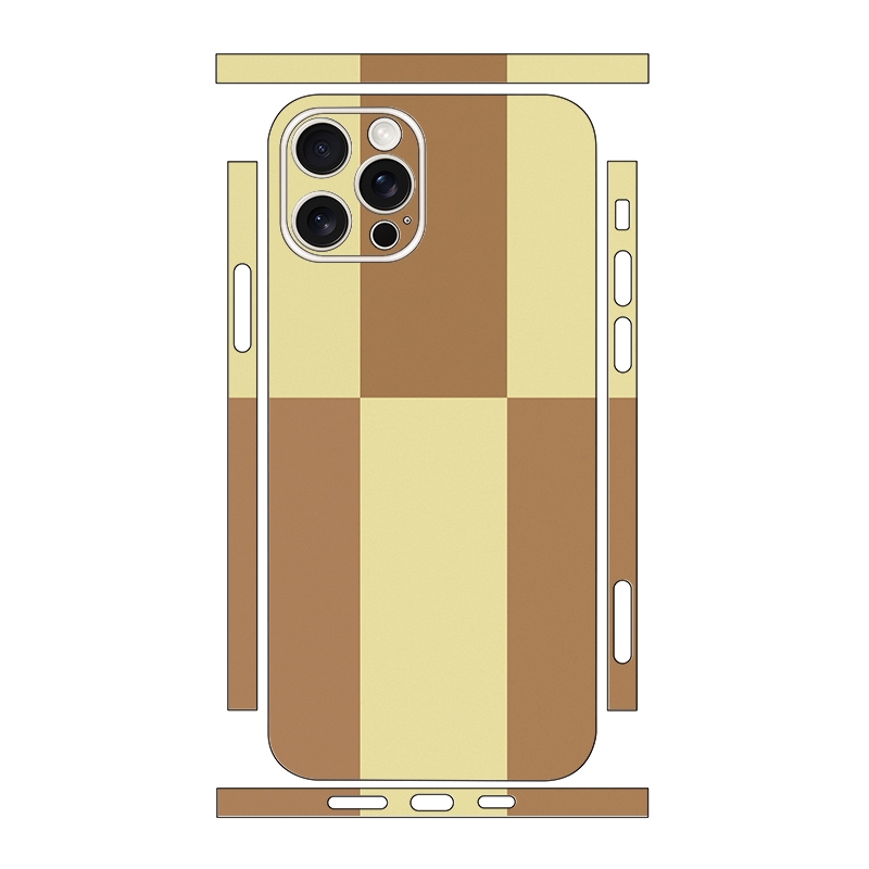 For iPhone 12 Pro Max Color Matching All-inclusive PET Phone Decal Adhesive Sticker(Brown Yellow) - Shopkiz.com