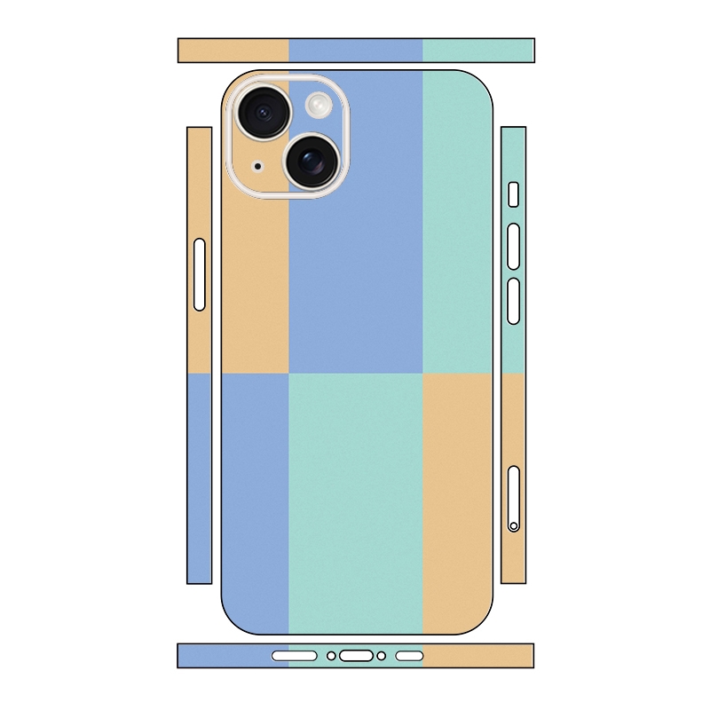 For iPhone 13 Color Matching All-inclusive PET Phone Decal Adhesive Sticker(Lavender Cyan) - Shopkiz.com