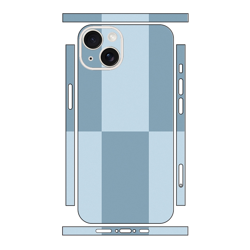 For iPhone 13 Color Matching All-inclusive PET Phone Decal Adhesive Sticker(Dark Light Blue) - Shopkiz.com
