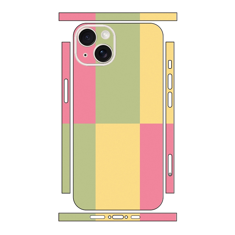 For iPhone 13 mini Color Matching All-inclusive PET Phone Decal Adhesive Sticker(Green Yellow) - Shopkiz.com
