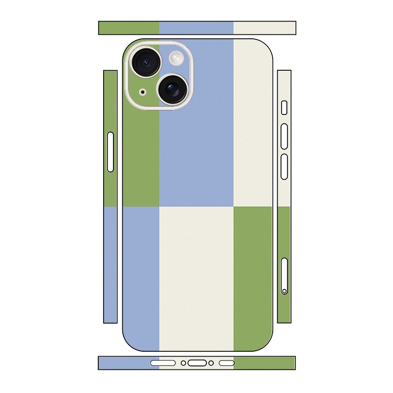 For iPhone 14 Color Matching All-inclusive PET Phone Decal Adhesive Sticker(Blue White) - Shopkiz.com
