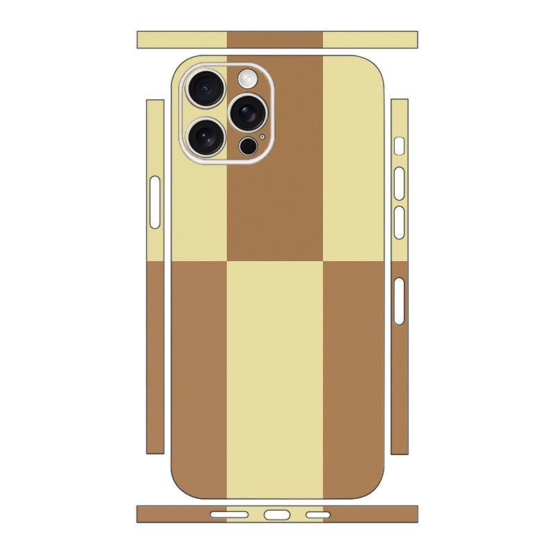 For iPhone 14 Pro Color Matching All-inclusive PET Phone Decal Adhesive Sticker(Brown Yellow) - Shopkiz.com