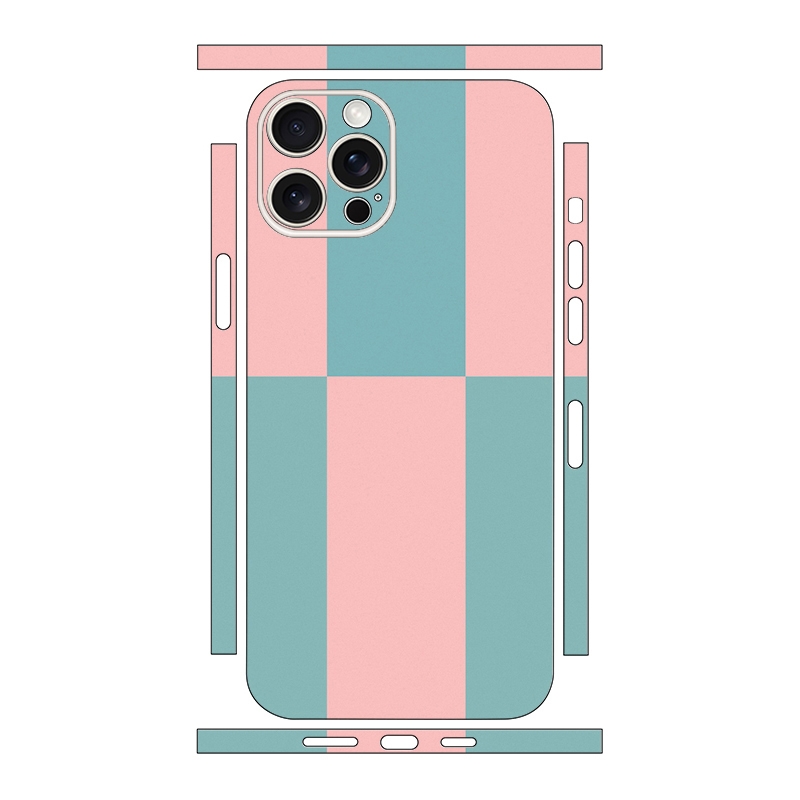 For iPhone 14 Pro Color Matching All-inclusive PET Phone Decal Adhesive Sticker(Blue Pink) - Shopkiz.com