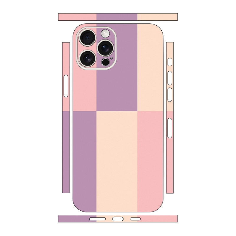 For iPhone 14 Pro Color Matching All-inclusive PET Phone Decal Adhesive Sticker(Purple Pink) - Shopkiz.com