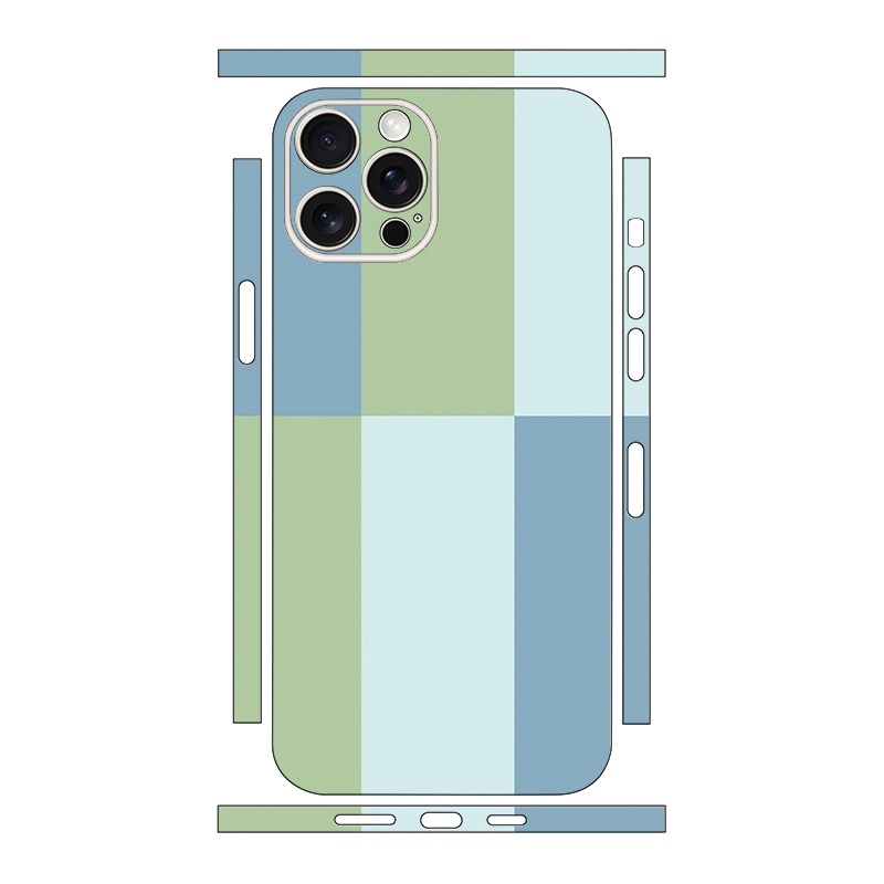 For iPhone 14 Pro Color Matching All-inclusive PET Phone Decal Adhesive Sticker(Green Blue) - Shopkiz.com