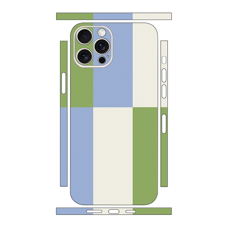 For iPhone 14 Pro Max Color Matching All-inclusive PET Phone Decal Adhesive Sticker(Blue White) - Shopkiz.com