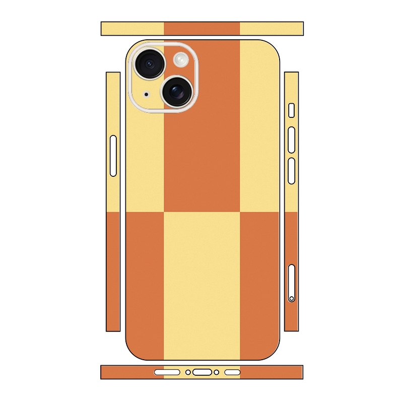 For iPhone 15 Color Matching All-inclusive PET Phone Decal Adhesive Sticker(Orange Yellow) - Shopkiz.com