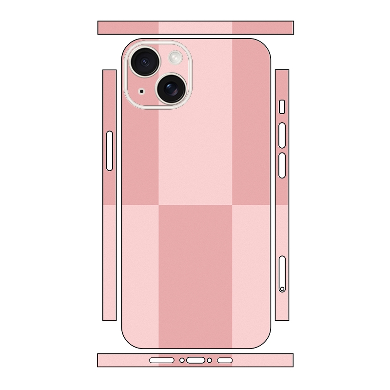 For iPhone 15 Color Matching All-inclusive PET Phone Decal Adhesive Sticker(Dark Light Pink) - Shopkiz.com