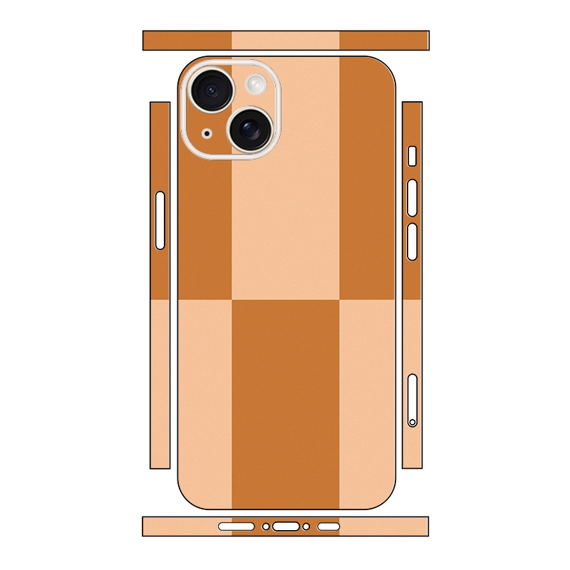 For iPhone 15 Color Matching All-inclusive PET Phone Decal Adhesive Sticker(Pink Brown) - Shopkiz.com