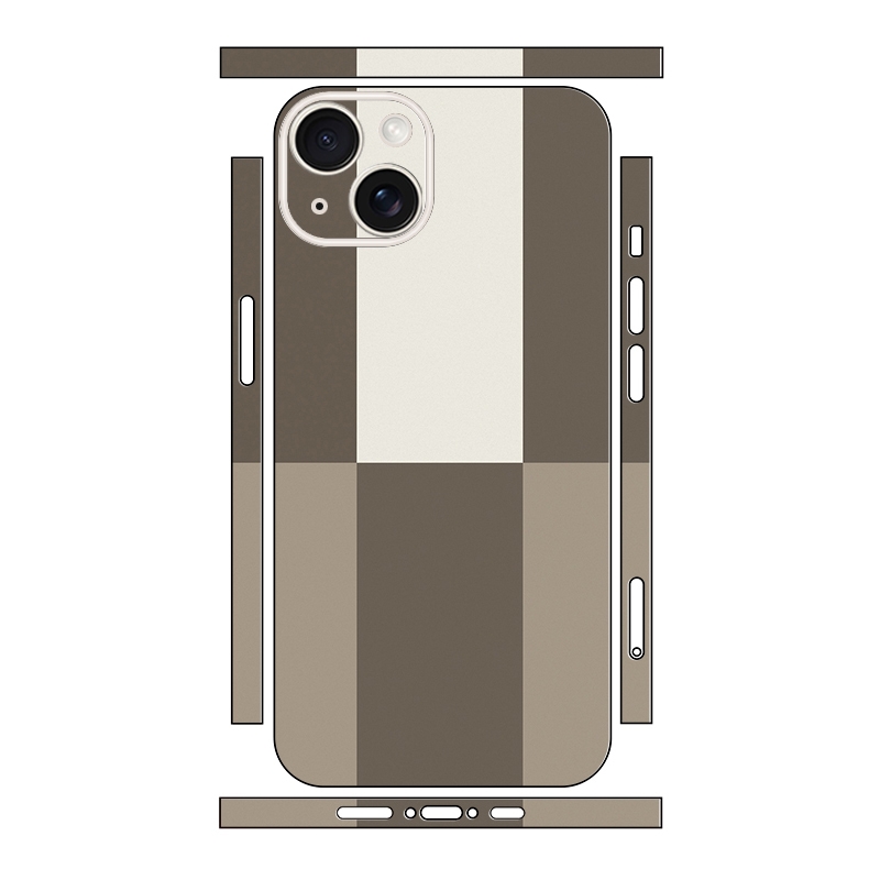 For iPhone 15 Plus Color Matching All-inclusive PET Phone Decal Adhesive Sticker(White Coffee) - Shopkiz.com