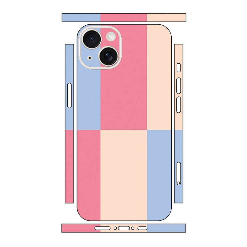 For iPhone 15 Plus Color Matching All-inclusive PET Phone Decal Adhesive Sticker(Rose Pink) - Shopkiz.com