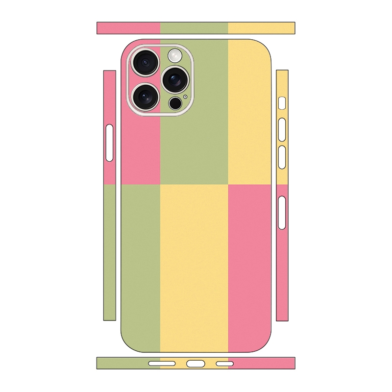 For iPhone 15 Pro Max Color Matching All-inclusive PET Phone Decal Adhesive Sticker(Green Yellow) - Shopkiz.com