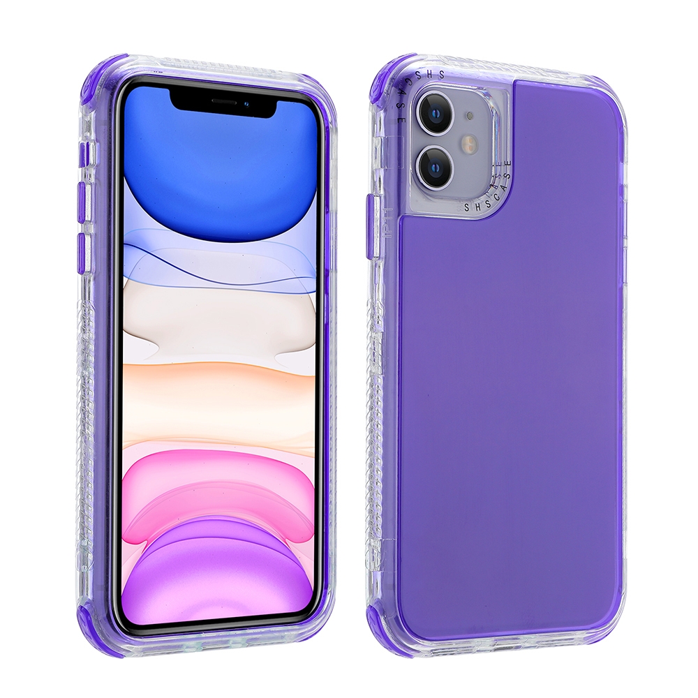 For iPhone 12 mini 3 In 1 Dreamland PC + TPU Solid Color Transparent Border Protective Case(Purple) - Shopkiz.com
