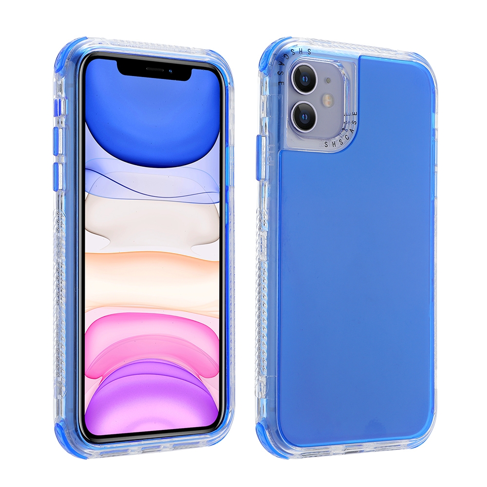 For iPhone 12 mini 3 In 1 Dreamland PC + TPU Solid Color Transparent Border Protective Case(Blue) - Shopkiz.com