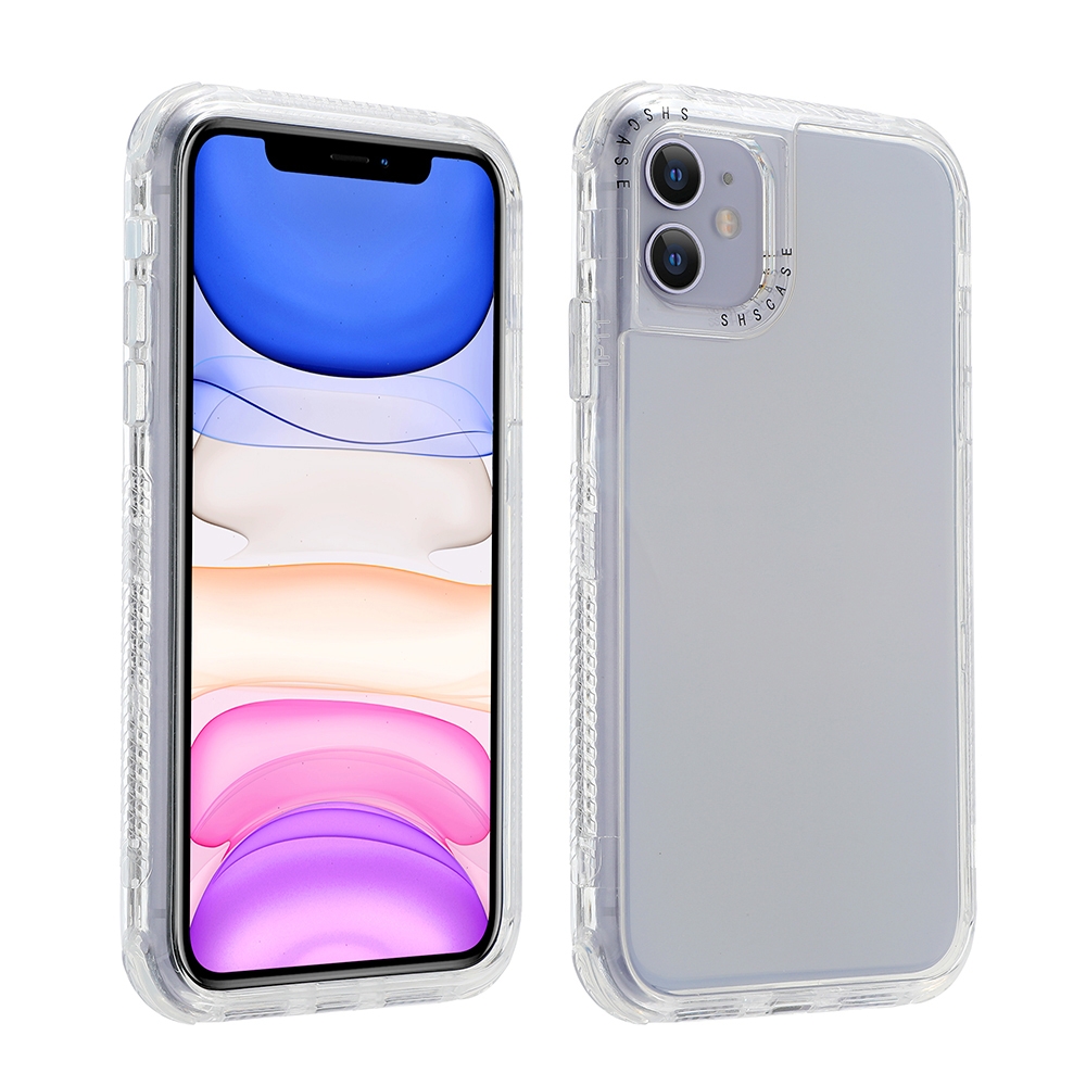 For iPhone 12 Pro Max 3 In 1 Dreamland PC + TPU Solid Color Transparent Border Protective Case(Silver) - Shopkiz.com
