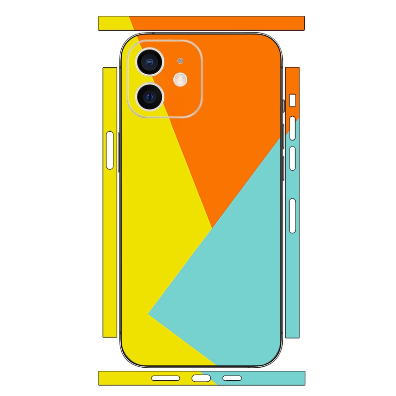 For iPhone 12 mini Geometric Style All-inclusive PET Phone Decal Adhesive Sticker(Orange Yellow) - Shopkiz.com