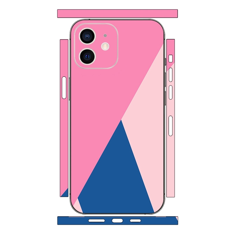 For iPhone 12 mini Geometric Style All-inclusive PET Phone Decal Adhesive Sticker(Rose Pink) - Shopkiz.com