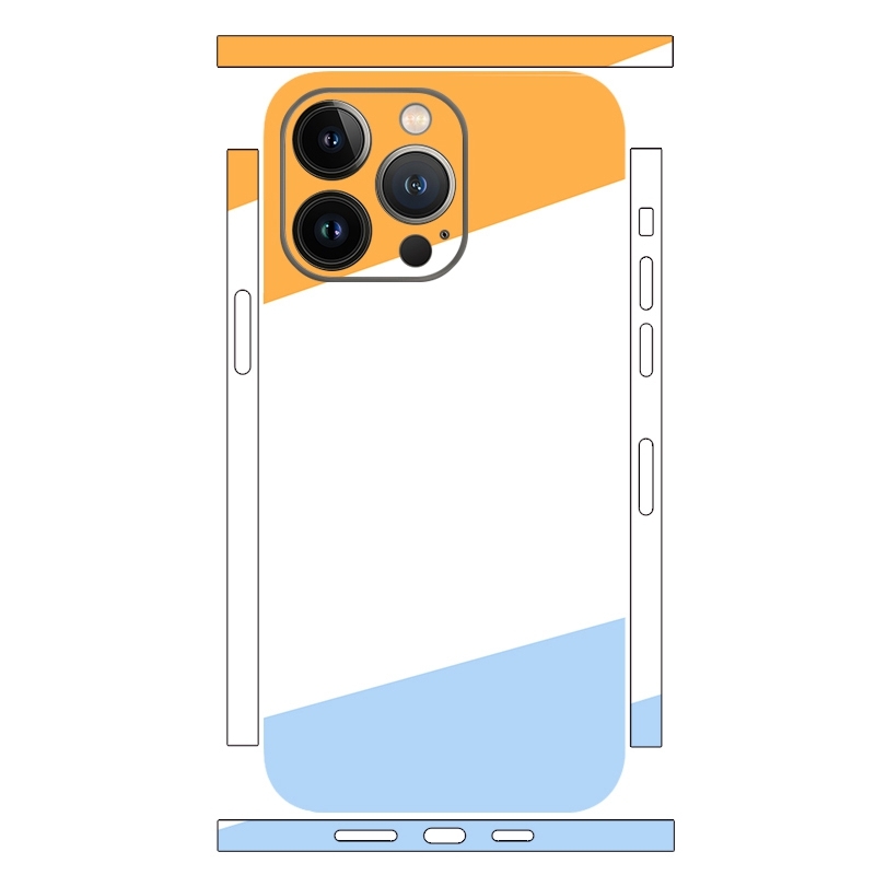 For iPhone 12 Pro Geometric Style All-inclusive PET Phone Decal Adhesive Sticker(White Blue) - Shopkiz.com