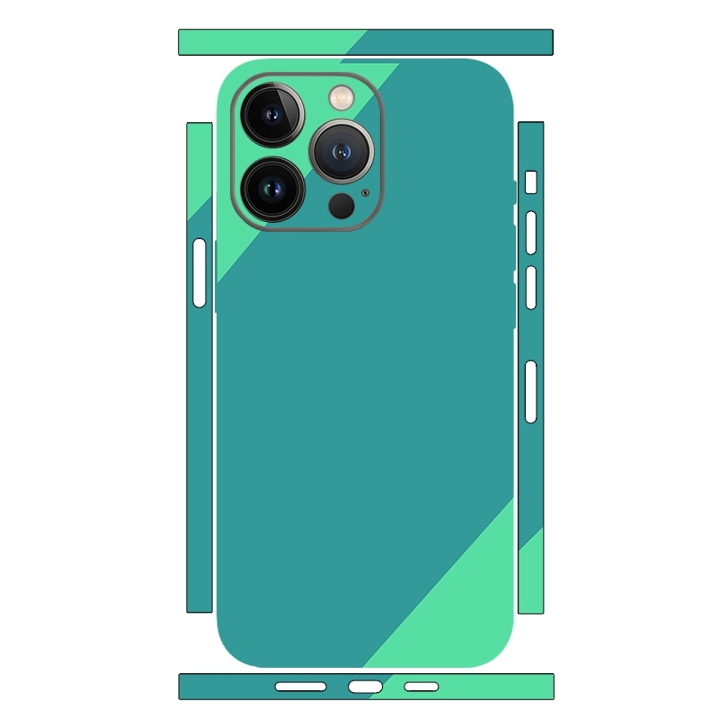 For iPhone 12 Pro Max Geometric Style All-inclusive PET Phone Decal Adhesive Sticker(Dark Green) - Shopkiz.com