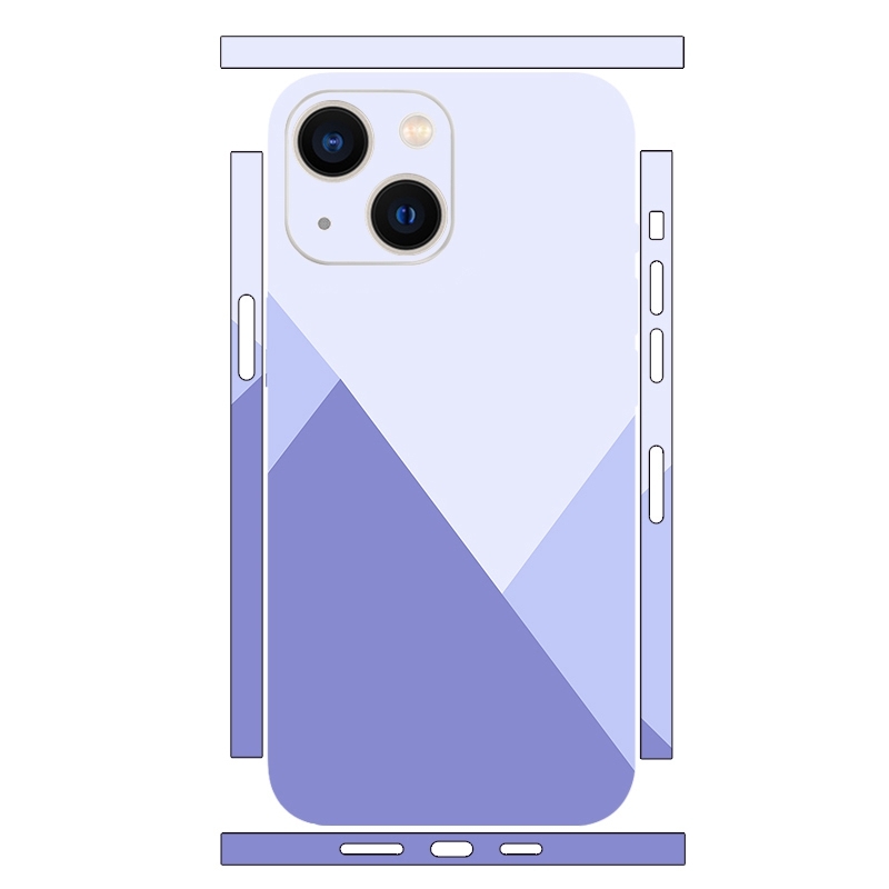 For iPhone 13 Geometric Style All-inclusive PET Phone Decal Adhesive Sticker(Dark Purple White) - Shopkiz.com