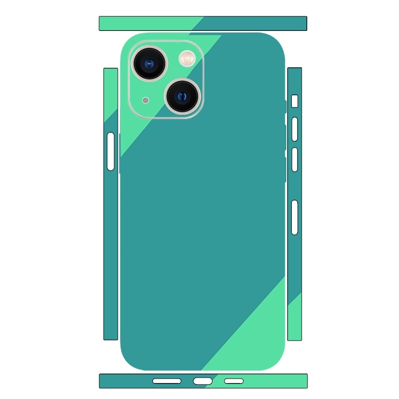 For iPhone 13 Geometric Style All-inclusive PET Phone Decal Adhesive Sticker(Dark Green) - Shopkiz.com