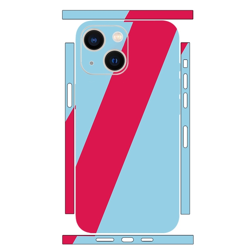 For iPhone 13 mini Geometric Style All-inclusive PET Phone Decal Adhesive Sticker(Blue Red) - Shopkiz.com