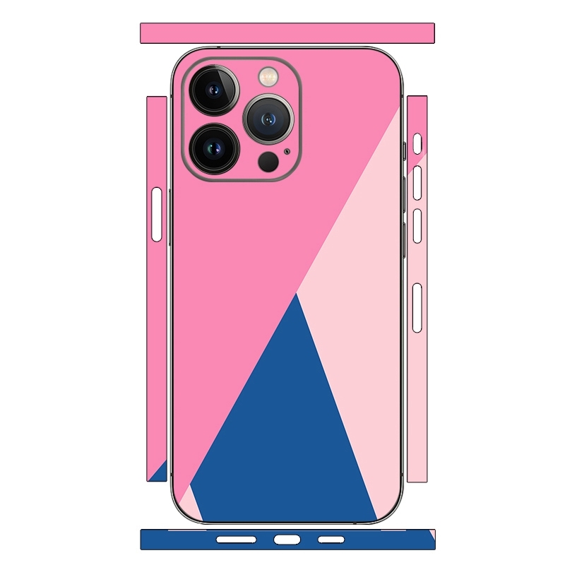 For iPhone 13 Pro Geometric Style All-inclusive PET Phone Decal Adhesive Sticker(Rose Pink) - Shopkiz.com