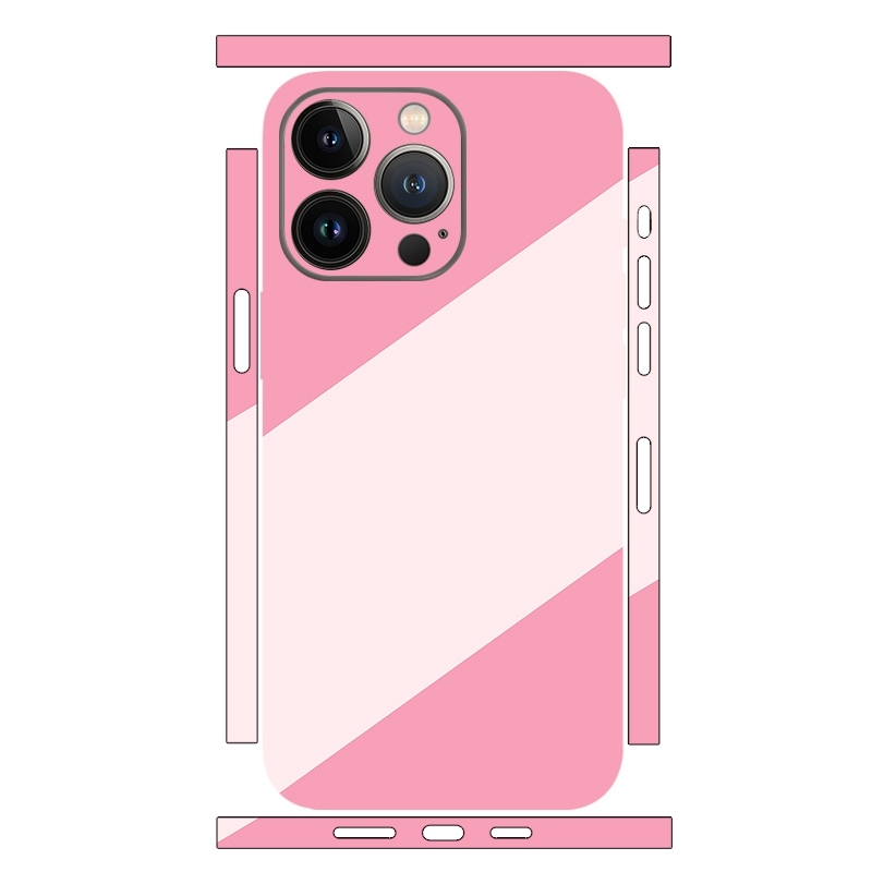 For iPhone 13 Pro Geometric Style All-inclusive PET Phone Decal Adhesive Sticker(Pink Rose Red) - Shopkiz.com