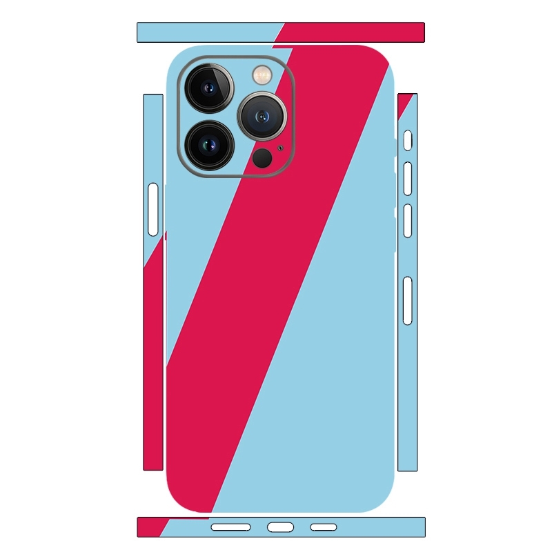 For iPhone 14 Pro Geometric Style All-inclusive PET Phone Decal Adhesive Sticker(Blue Red) - Shopkiz.com