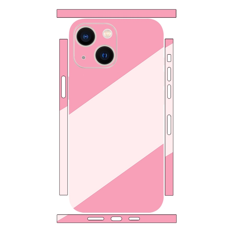 For iPhone 15 Geometric Style All-inclusive PET Phone Decal Adhesive Sticker(Pink Rose Red) - Shopkiz.com