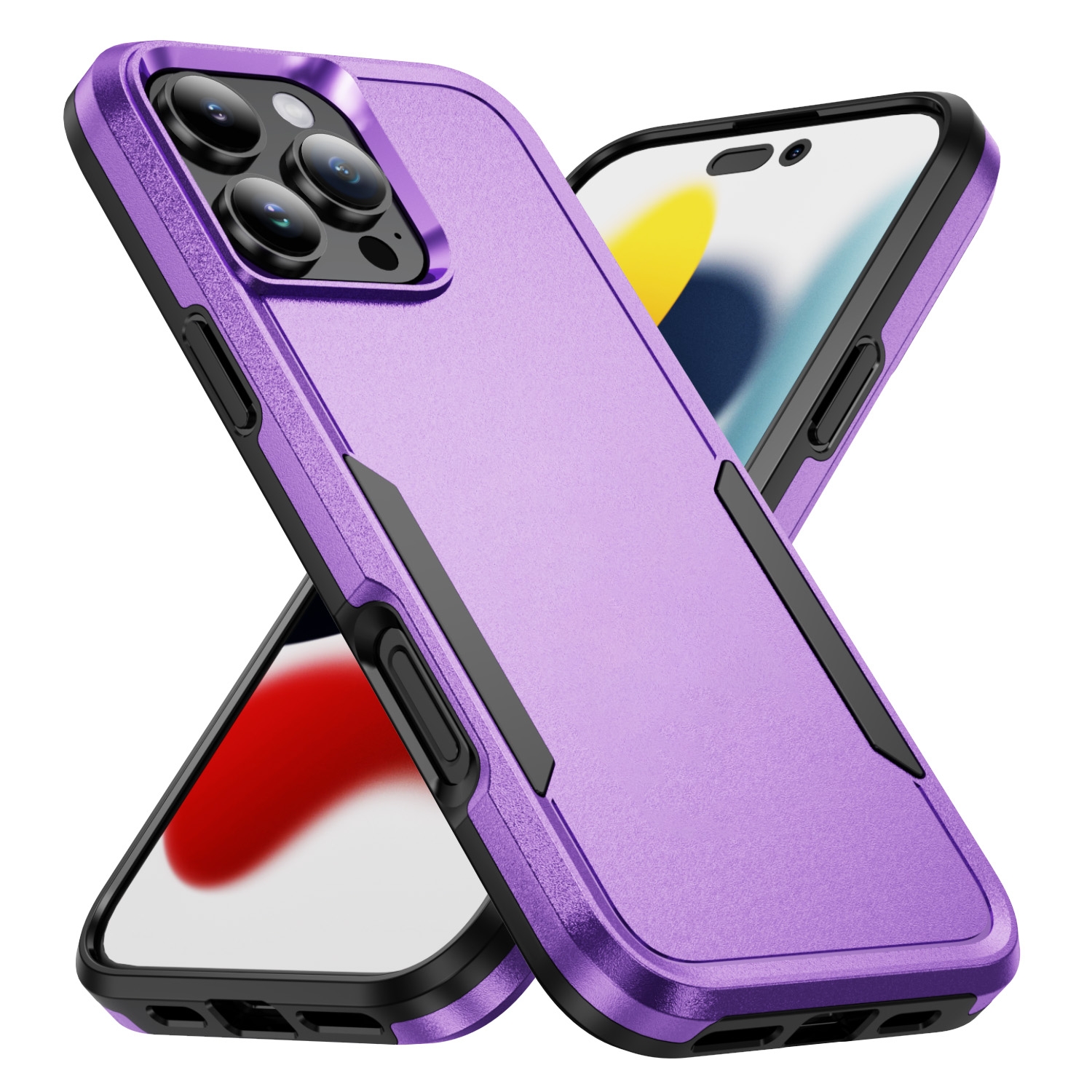 For iPhone 16 Pro Max Pioneer Armor Heavy Duty PC + TPU Phone Case(Purple+Black) - Shopkiz.com