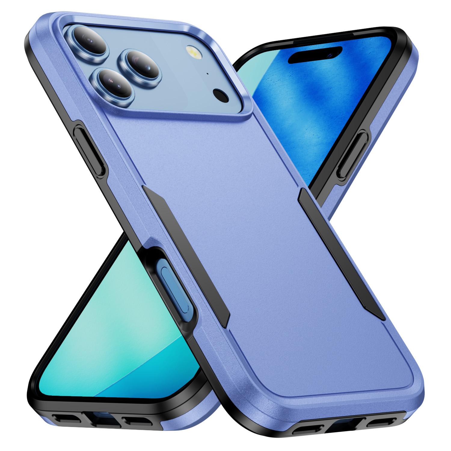 For iPhone 17 Pro Max Pioneer Armor Heavy Duty PC + TPU Phone Case(Light Blue+Black) - Shopkiz.com