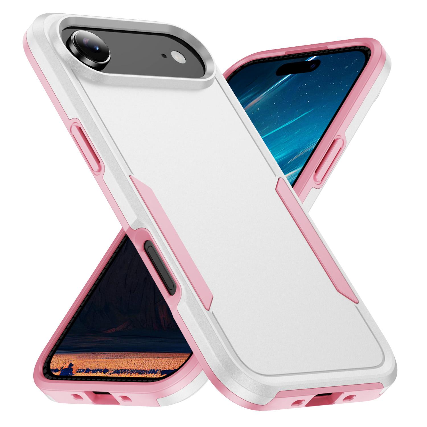 For iPhone Air Pioneer Armor Heavy Duty PC + TPU Phone Case(White+Pink) - Shopkiz.com