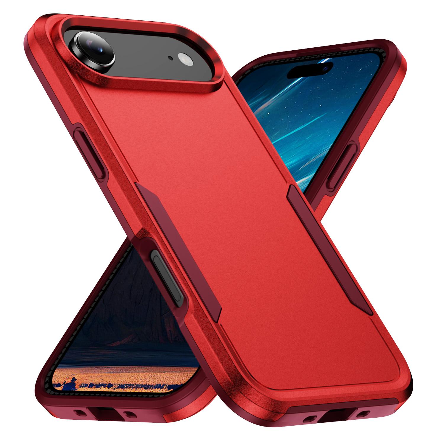 For iPhone Air Pioneer Armor Heavy Duty PC + TPU Phone Case(Red+Rose Red) - Shopkiz.com