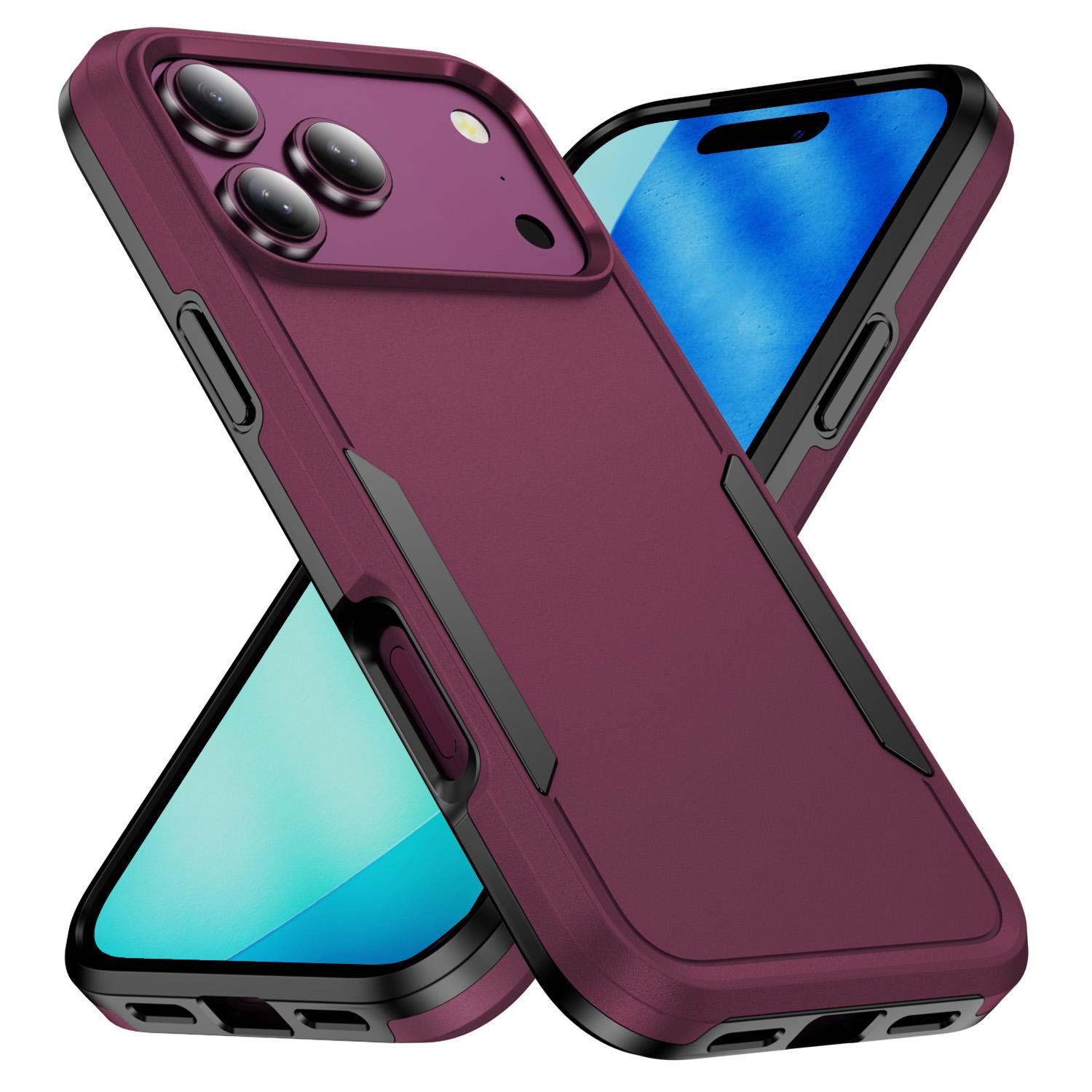 For iPhone 18 Pro Max Pioneer Armor Heavy Duty PC + TPU Phone Case(Cherry Red+Black) - Shopkiz.com