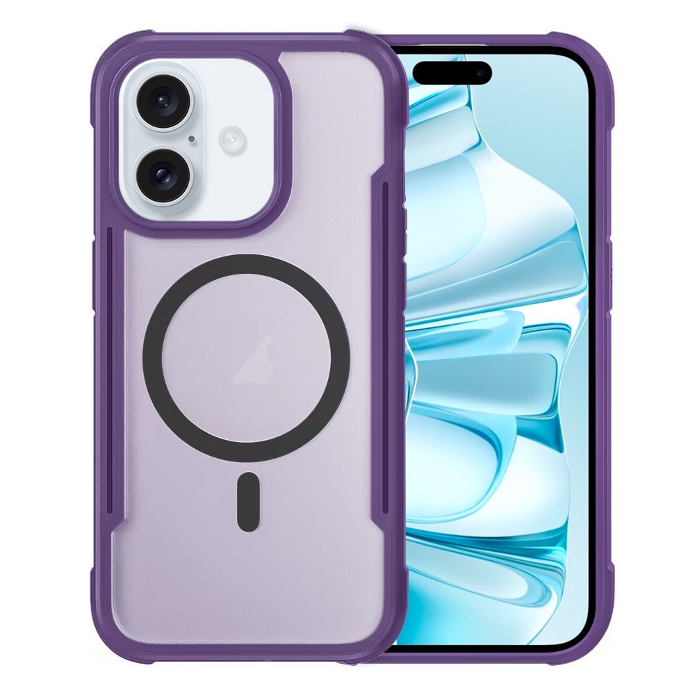 For iPhone 16 Skin Feel Frosted MagSafe Magnetic PC Hybrid TPU Phone Case(Purple) - Shopkiz.com