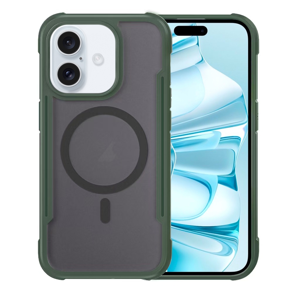 For iPhone 16 Plus Skin Feel Frosted MagSafe Magnetic PC Hybrid TPU Phone Case(Green) - Shopkiz.com