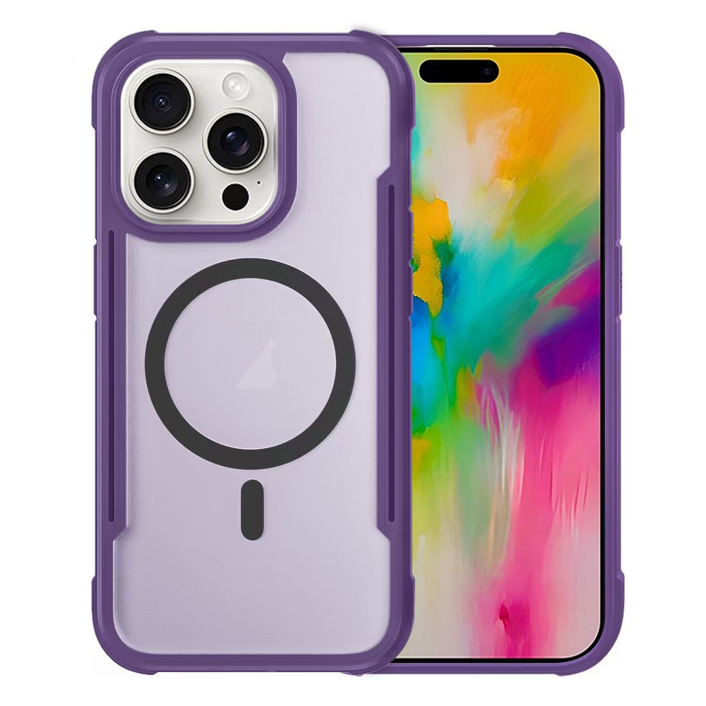 For iPhone 16 Pro Max Skin Feel Frosted MagSafe Magnetic PC Hybrid TPU Phone Case(Purple) - Shopkiz.com