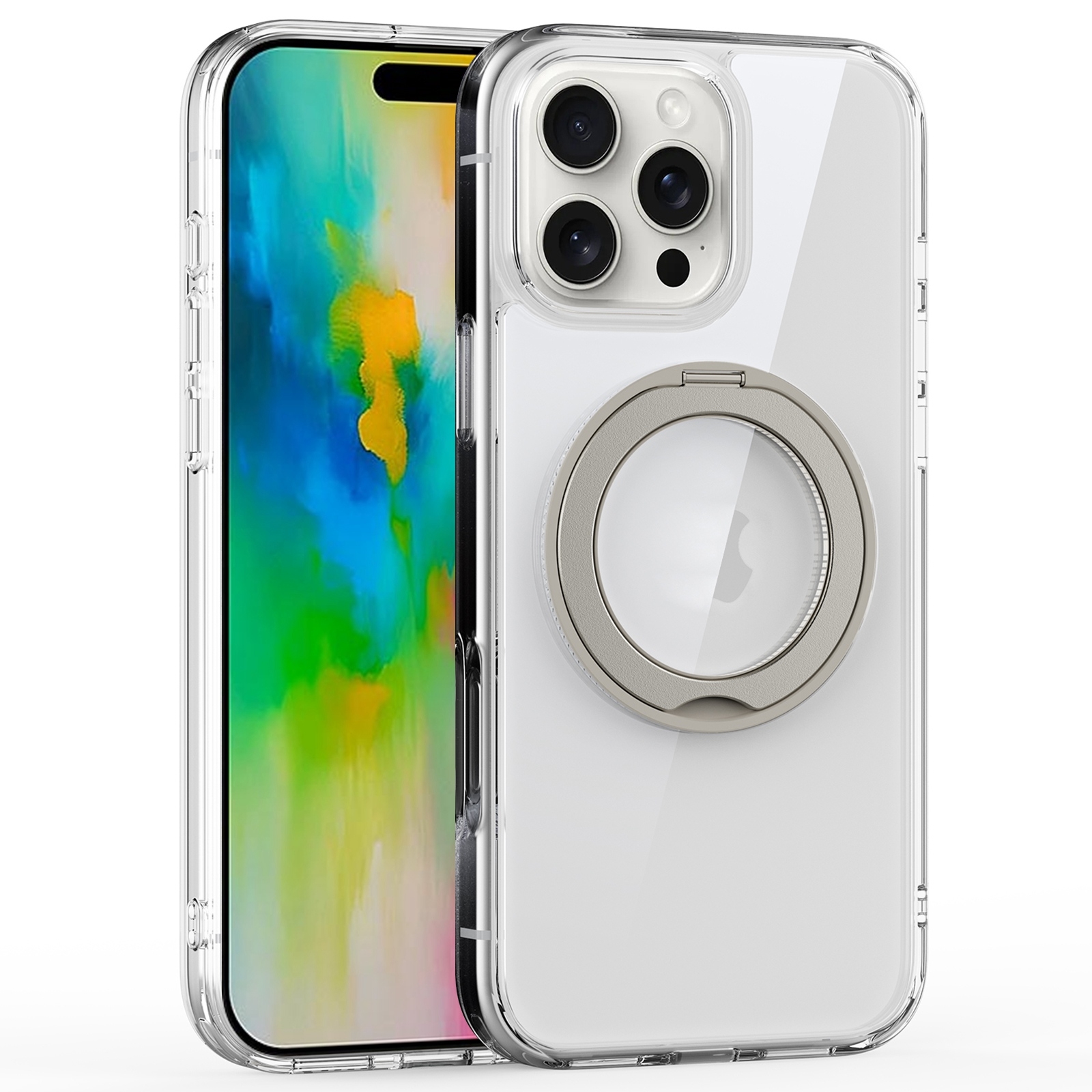 For iPhone 16 Pro Crystal Clear MagSafe Magnetic Holder Phone Case(Transparent) - Shopkiz.com