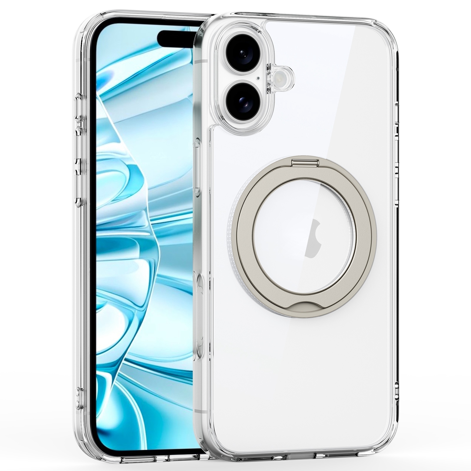 For iPhone 16 Plus Crystal Clear MagSafe Magnetic Holder Phone Case(Transparent) - Shopkiz.com