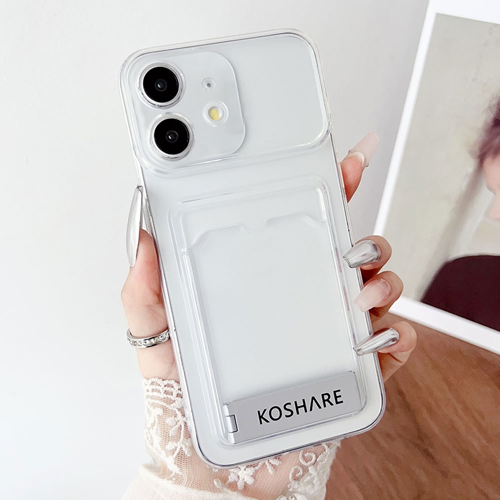 For iPhone 11 Electroplating Card Bag Holder TPU Phone Case(Transparent) - Shopkiz.com