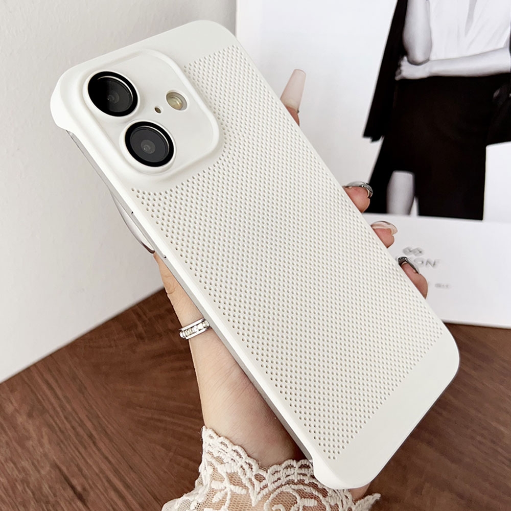 For iPhone 16 Plus Frameless Oil Spray PC Cooling Phone Case(White) - Shopkiz.com