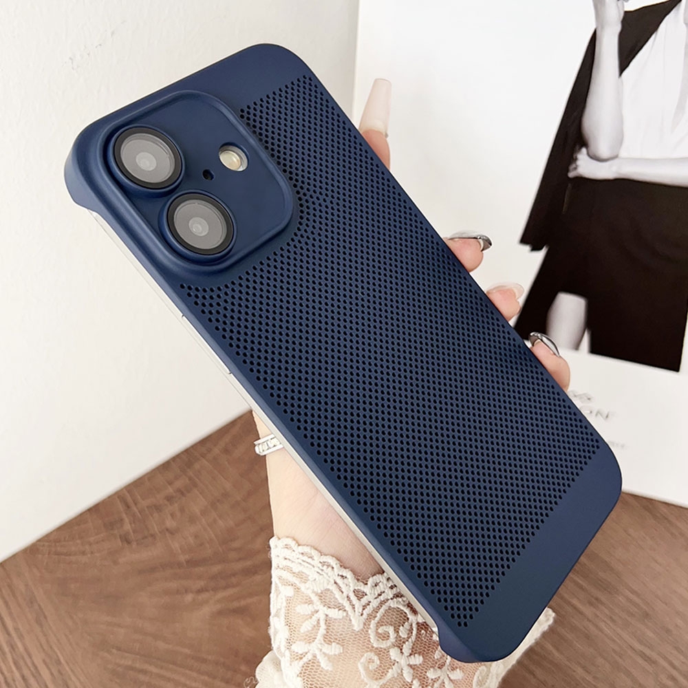 For iPhone 16 Frameless Oil Spray PC Cooling Phone Case(Blue) - Shopkiz.com