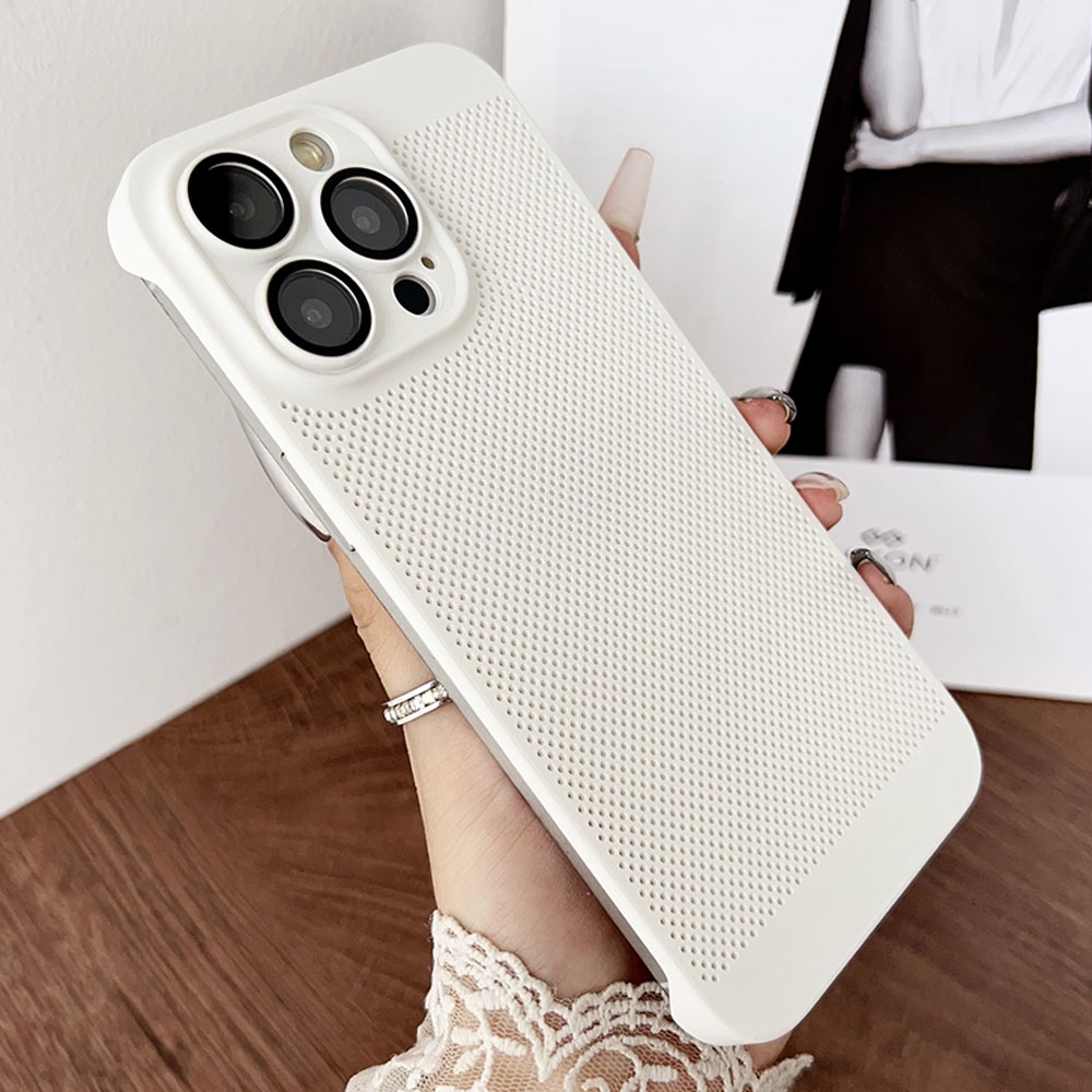 For iPhone 14 Pro Frameless Oil Spray PC Cooling Phone Case(White) - Shopkiz.com