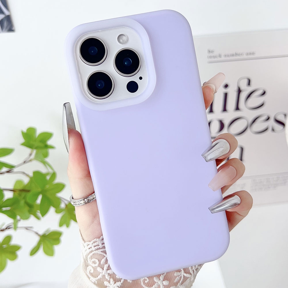 For iPhone 16 Pro Max PC Hybrid Liquid Silicone Jelly Phone Case(Light Purple) - Shopkiz.com